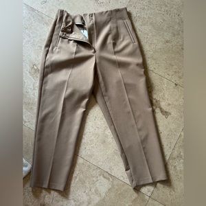 Zara high waisted pants in taupe brown XXL